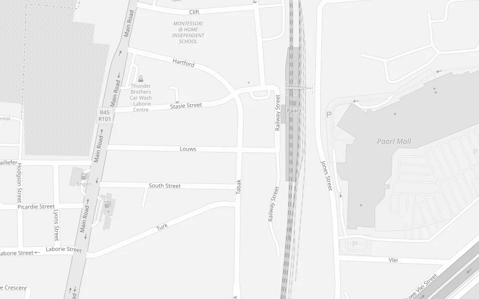 Map of Workshop17 Paarl at the corner of Tabak and Louws, Paarl